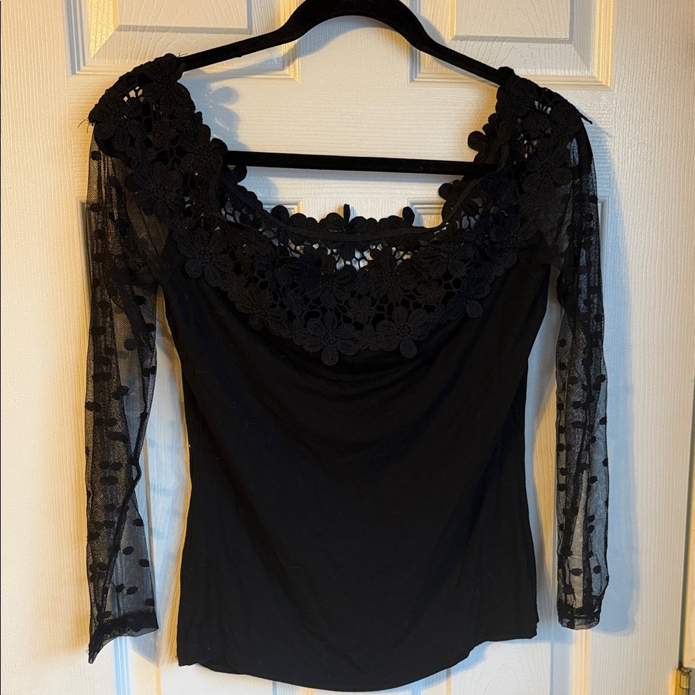 Elegant Black Lace Women Top